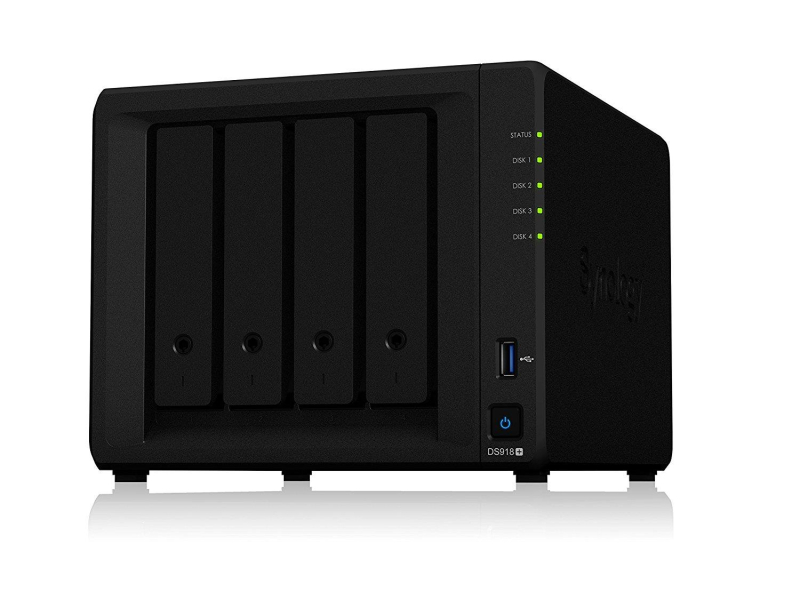 Synology DS918+ (4xHDD, 4x1.5-2,3GHz, 4GB, 2xUSB, 2xLAN)